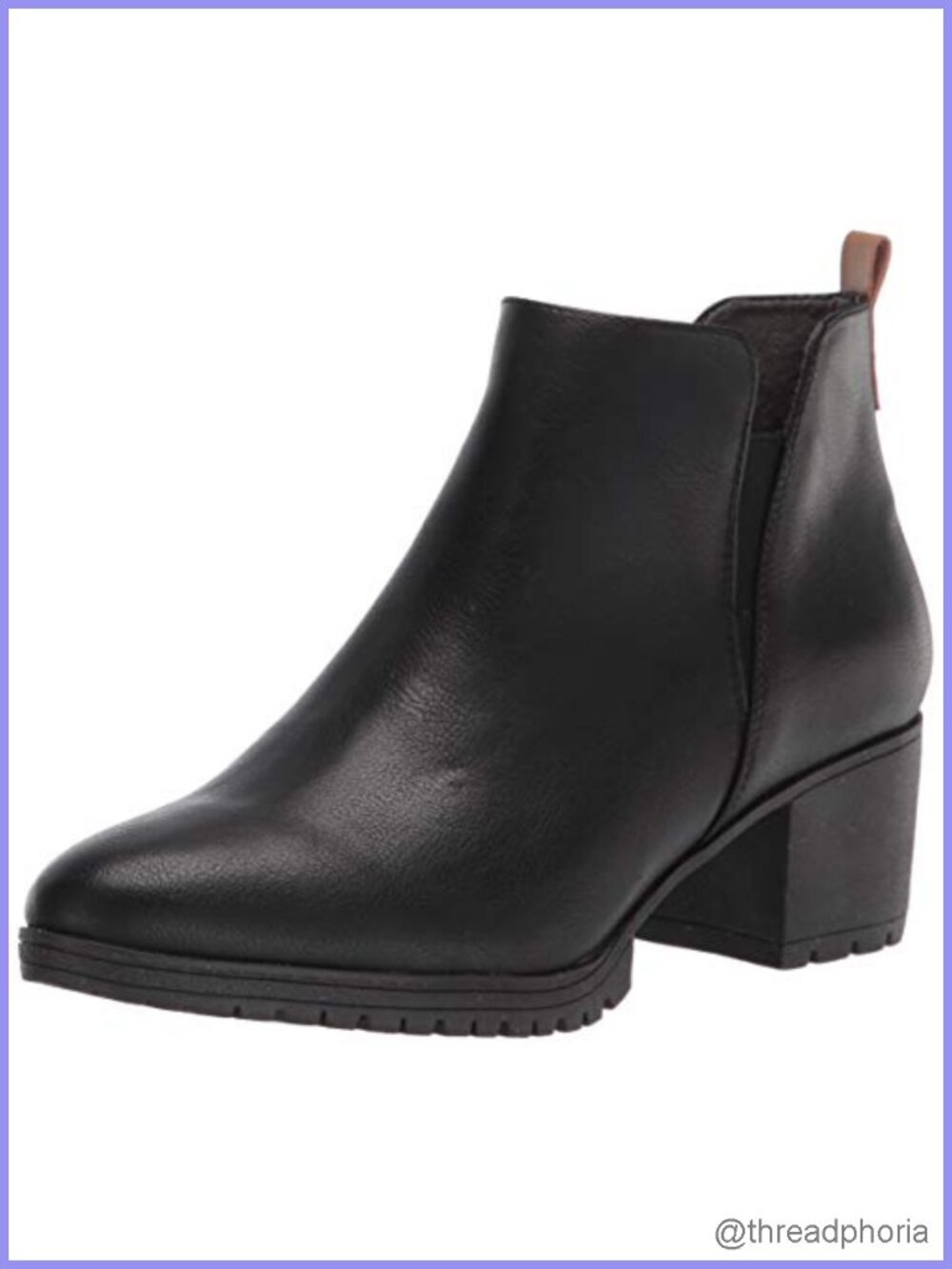 Women's Faux Leather Ankle Bootie Slip On Block Heel Round Toe